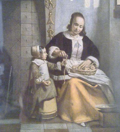 Pieter de Hooch - Woman peeling apples - Very old print - A stunner!